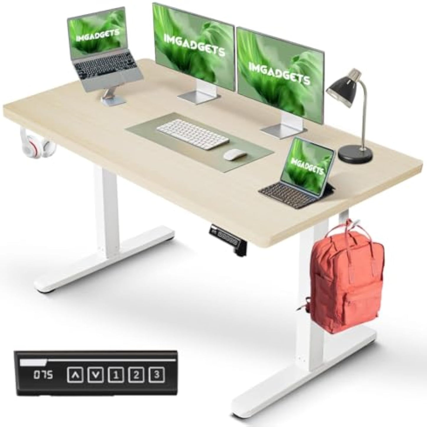Electric Standing Desk 47x24" – Height Adjustable with Quiet Motor & Memory Controls