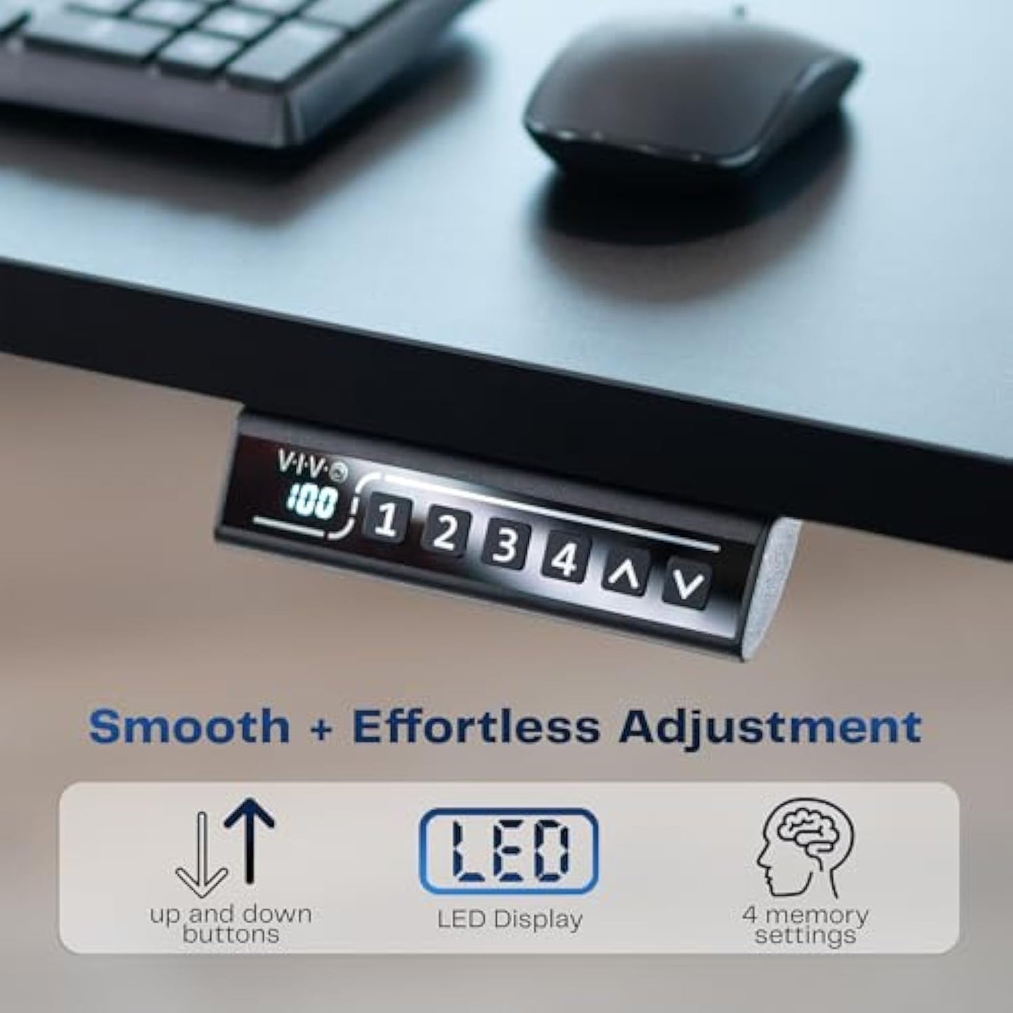 Electric Standing Desk 48” x 30” with Memory Height Adjustment – Light Wood Top & White Frame